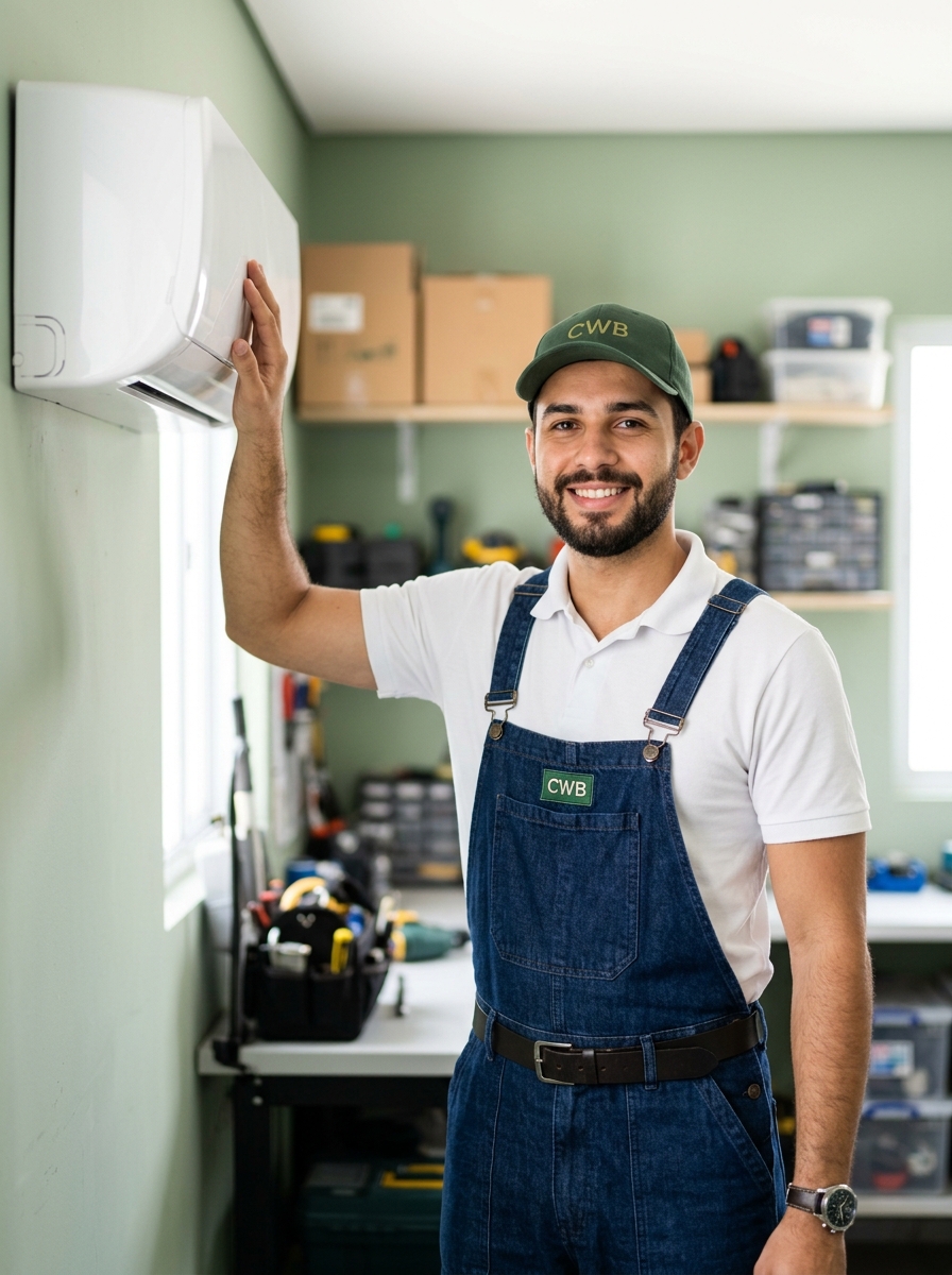 Técnico da CWB uniformizado pronto para atendimento
